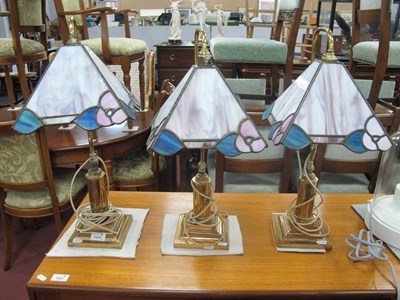 Lot 1472 - Three Matching Brass and Copper Table lamps,...