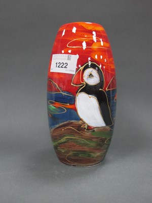 Lot 1222 - Anita Harris 'Puffin' Skittle Vase, gold...