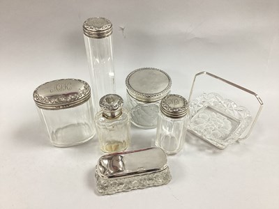 Lot 13 - Six Early XX Century Silver Topped Dressing...