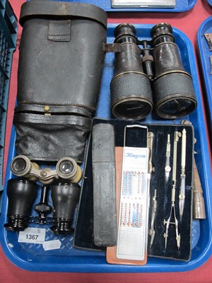 Lot 1367 - Three Pairs of Binoculars and Cases, drawing...