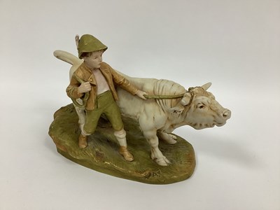 Lot 1095 - A Royal Dux Pottery Figure Group of Bull and...