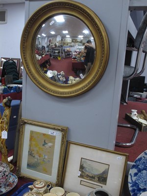 Lot 1375 - XX Century Gilt Circular Convex Mirror, with...