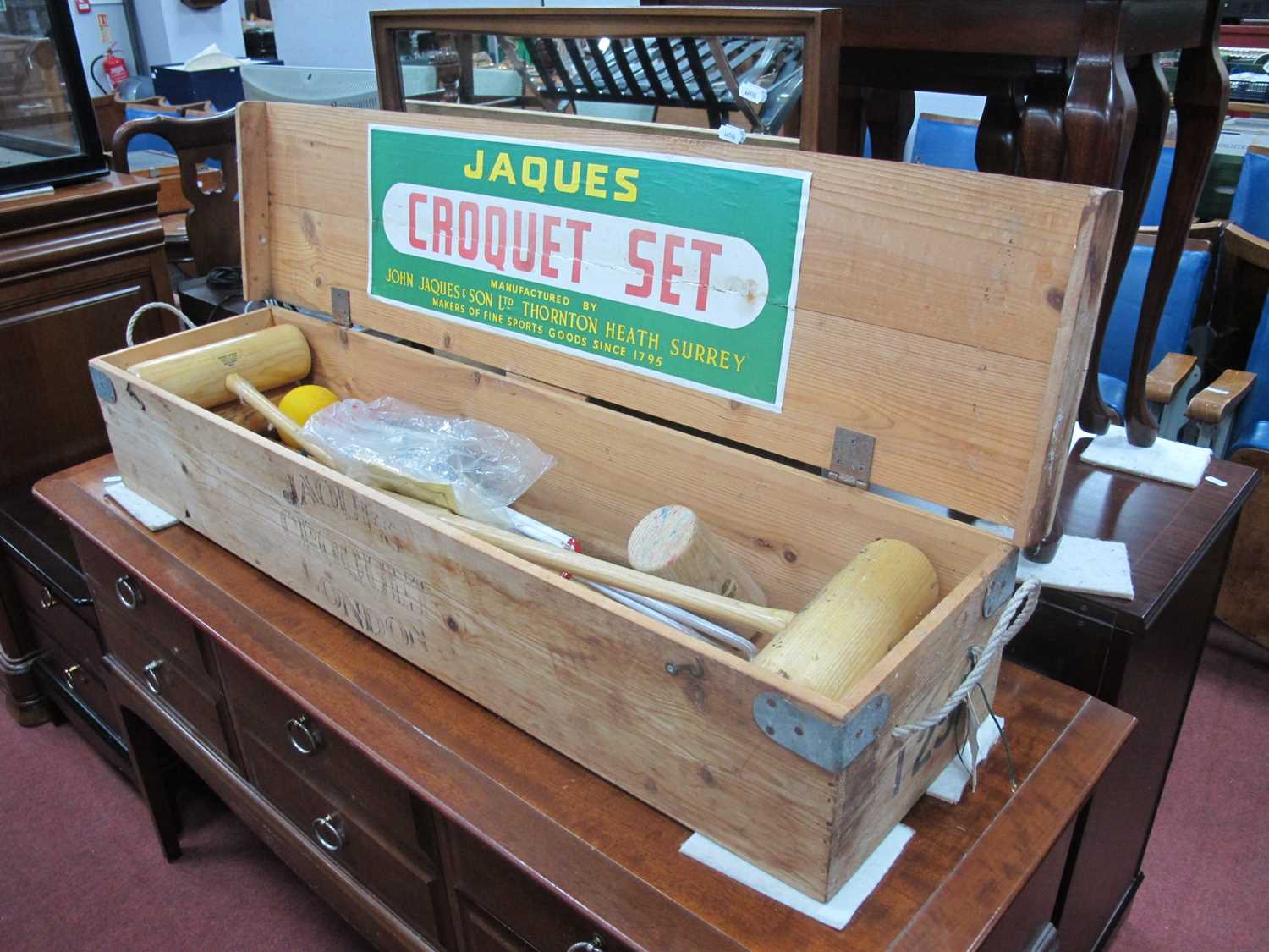 Lot 1519 - Jacques Croquet Set, comprising four mallets,...