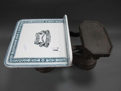 Lot 1398 - A Set of Victorian Shop Scales, with porcelain...