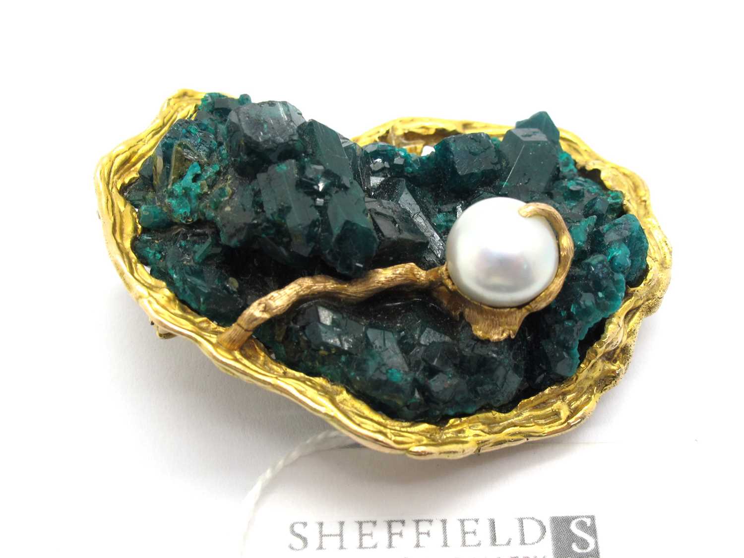 Lot 145 - An Abstract Style Geode and Pearl Set Pendant...