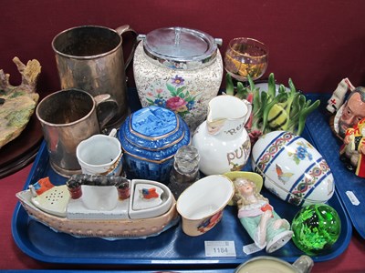 Lot 1184 - Silver Plated Tankards, midwinter biscuit jar,...