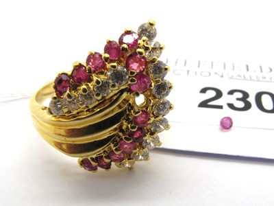 Lot 112 - A Stone Set Cocktail Ring, of abstract spray...