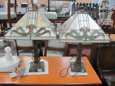 Lot 1470 - Pair of Tittany Style Table Lamps, the 36cm...