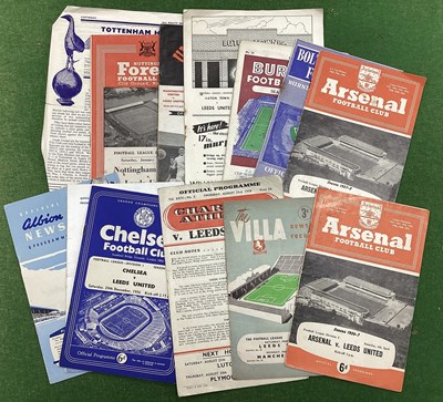 Lot 884 - Leeds United Away Programmes 56-7 at Arsenal,...