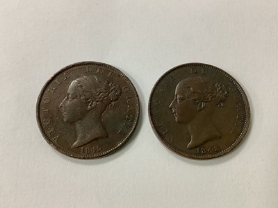 Lot 468 - 1845 Rare Victoria Young Head GB Half Penny,...