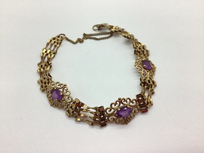 Lot 67 - A Decorative 9ct Gold Stone Set Panel Bracelet,...