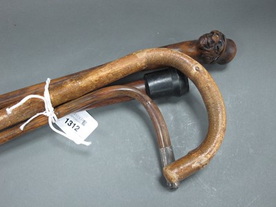 Lot 1312 - Walking Cane, with a handle carved as a...