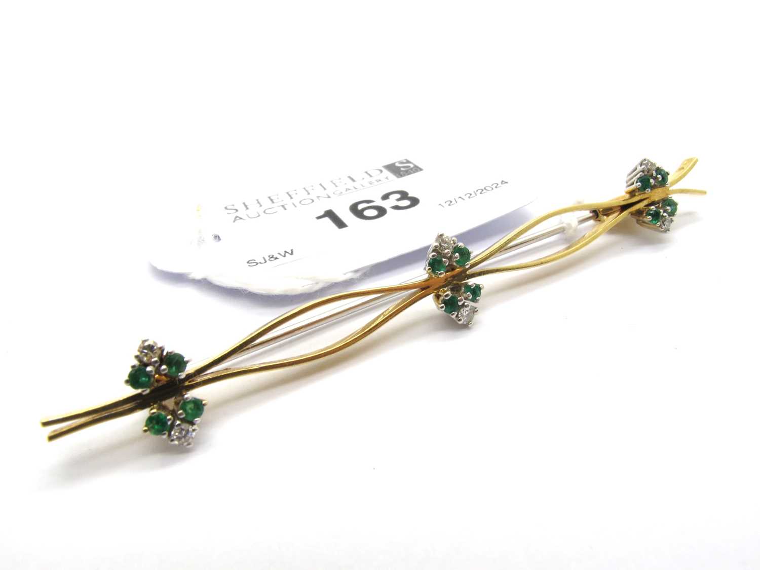 Lot 163 - An Emerald and Diamond Set Bar Brooch, of...