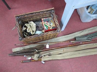 Lot 1396 - Fishing - rods (4) to include Shanks, keep net,...