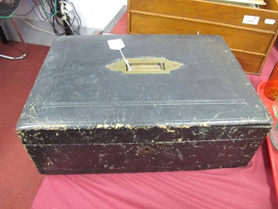 Lot 1318 - Black Morocco Travelling Box, with brass...