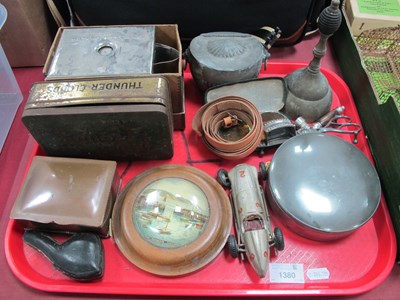 Lot 1380 - Sunglasses, candle snuffers, bell, pipe,...