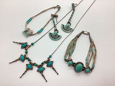 Lot 164 - A Collection of "925" and Other Turquoise Set...