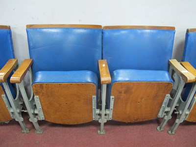 Lot 1491 - Mid XX Century Twin Theatre Seats, with blue...