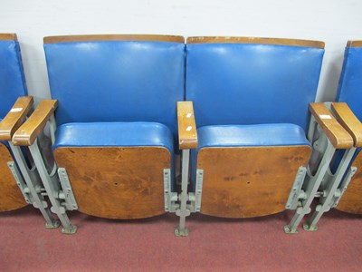 Lot 1493 - Mid XX Century Twin Theatre Seats, with blue...