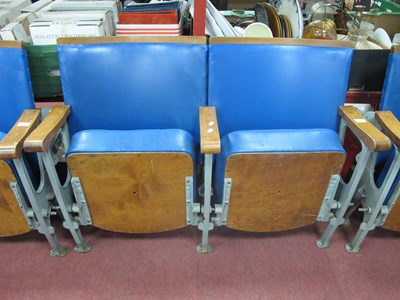 Lot 1495 - Mid XX Century Twin Theatre Seats, with blue...