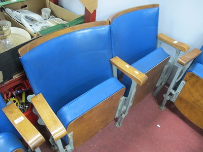 Lot 1496 - Mid XX Century Twin Theatre Seats, with blue...