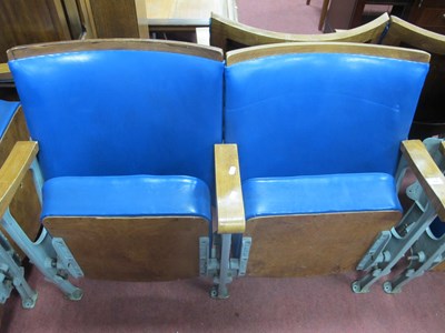 Lot 1498 - Mid XX Century Twin Theatre Seats, with blue...