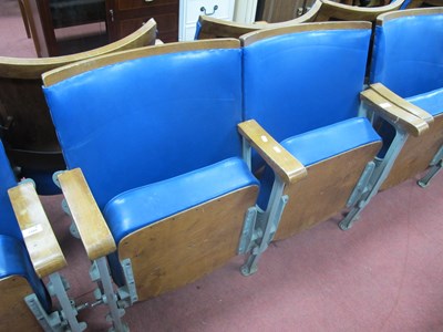 Lot 1499 - Mid XX Century Twin Theatre Seats, with blue...