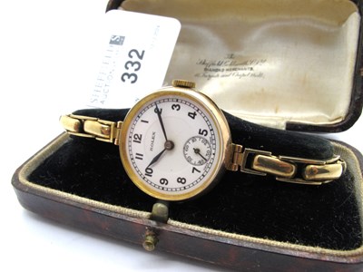 Lot 332 - Rolex; A Vintage 9ct Gold Cased Wristwatch,...