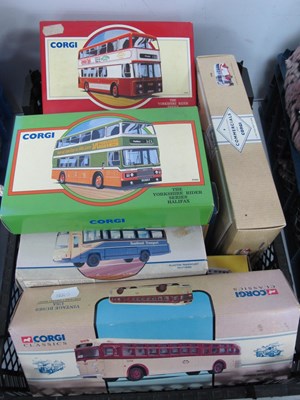 Lot 348 - Nine diecast model buses by Corgi to include...
