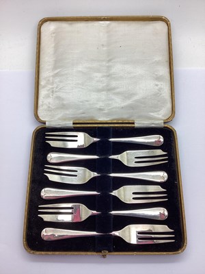 Lot 3 - A Set of Six Hallmarked Silver Cake Forks,...