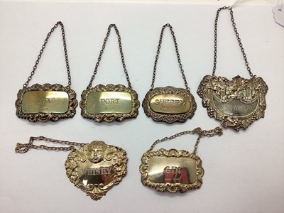 Lot 43 - Six Hallmarked Silver Decanter Labels,...