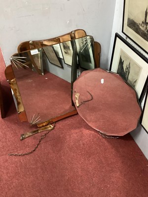 Lot 1440A - Art Deco Wall Mirror, with concave pink tinted...