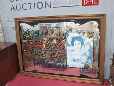 Lot 1301 - Coca Cola Advertising Mirror, in pine frame,...