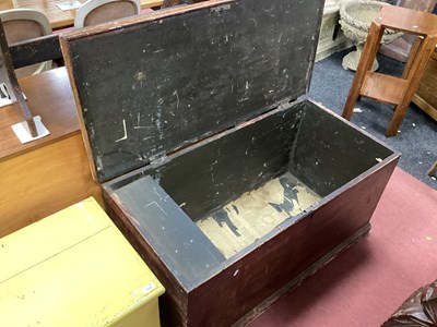 Lot 1496 - XIX Century Painted Pine Deep Blanket Box,...