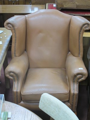 Lot 1515 - Springvale Leather Wing Armchair, on cabriole...