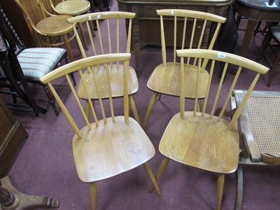 Lot 1508 - Ercol Set of Four Light Wood Comb Back Chairs,...