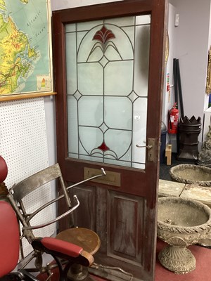 Lot 1464 - Hardwood Exterior Door, with upper lead glazed...