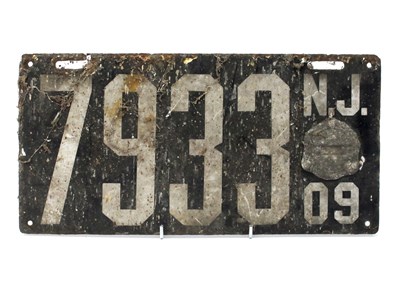 Lot 1350 - Automobilia - American 1909 vehicle license...