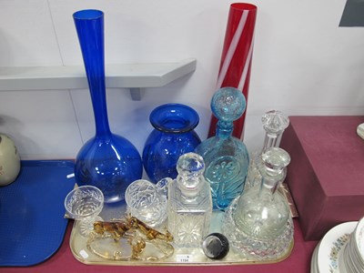 Lot 1154 - Italian Style Blue Glass Decanter, two others,...