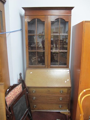 Lot 1528 - 1930s Mahogany Bureau Bookcase, top with...