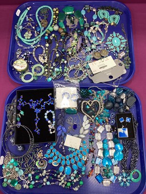 Lot 228 - Assorted Modern Jewellery, in hues of blue and...