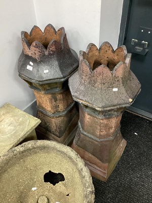 Lot 1468 - Pair of Terrocotta Crown Top Chimney Pots,...