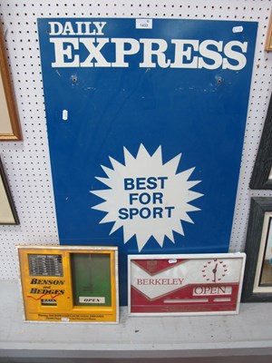 Lot 1433 - Daily Express 'Best For Sport' Sign, 87 x 53cm,...