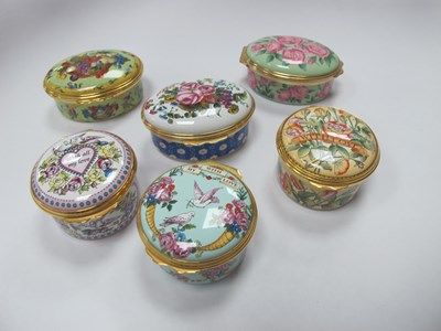 Lot 1279 - Three Halcyon Days Circular Enamel Boxes, each...