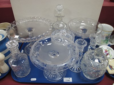 Lot 1199 - Glass Comparts, cut glass candlesticks,...