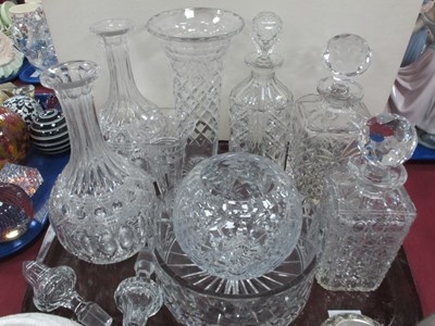 Lot 1206 - Pair of Heavy Cut Glass Decanters and Stoppers,...