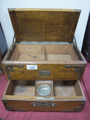 Lot 1295 - Early XX Century Oak Smokers Box, with a...