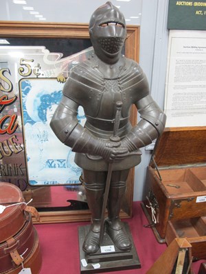 Lot 1296 - Cast Iron Metal Figure of a Knight in Armour,...