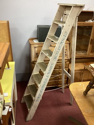 Lot 1483 - A Circa 1930's Seven Rung Pine Step Ladder,...