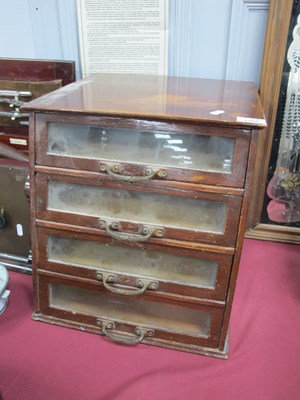 Lot 1303 - Stained Wooden Shops Table Top, four drawer...